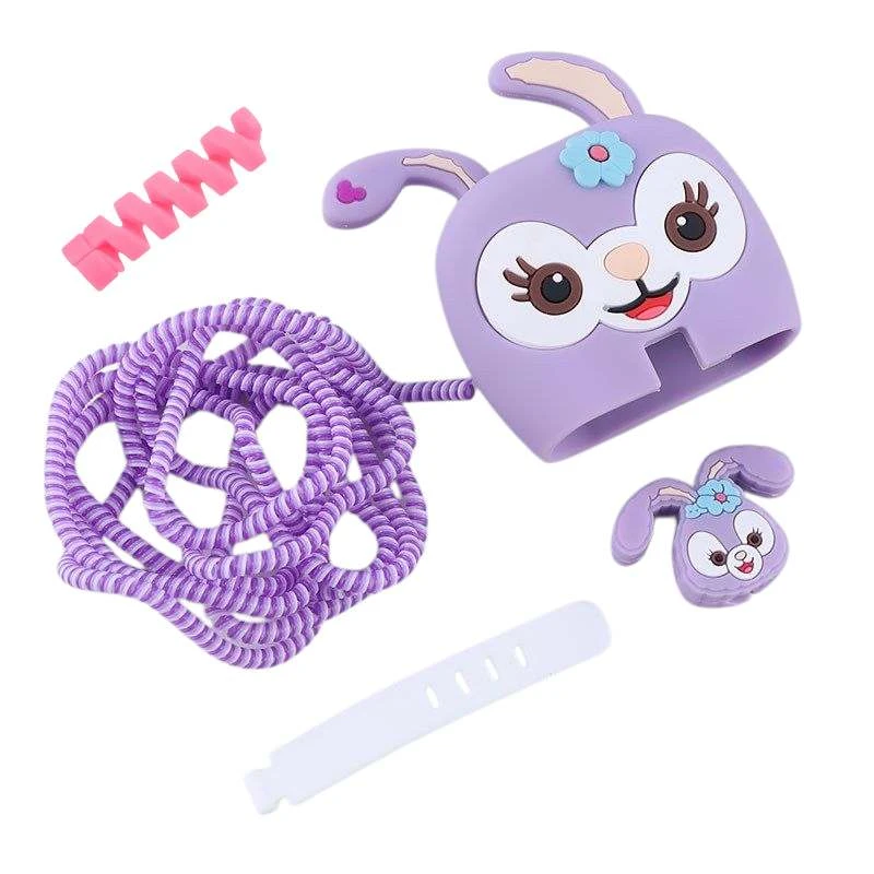 محافظ کابل شارژر دیواری طرح خرگوش مدل Hfd44 مناسب برای شارژر سامسونگ 25 وات بسته 5 عددی 