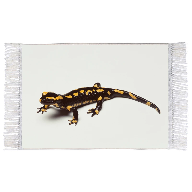 فرش ماشینی دیوارکوب اطلس آبی طرح سمندر مدل T2178