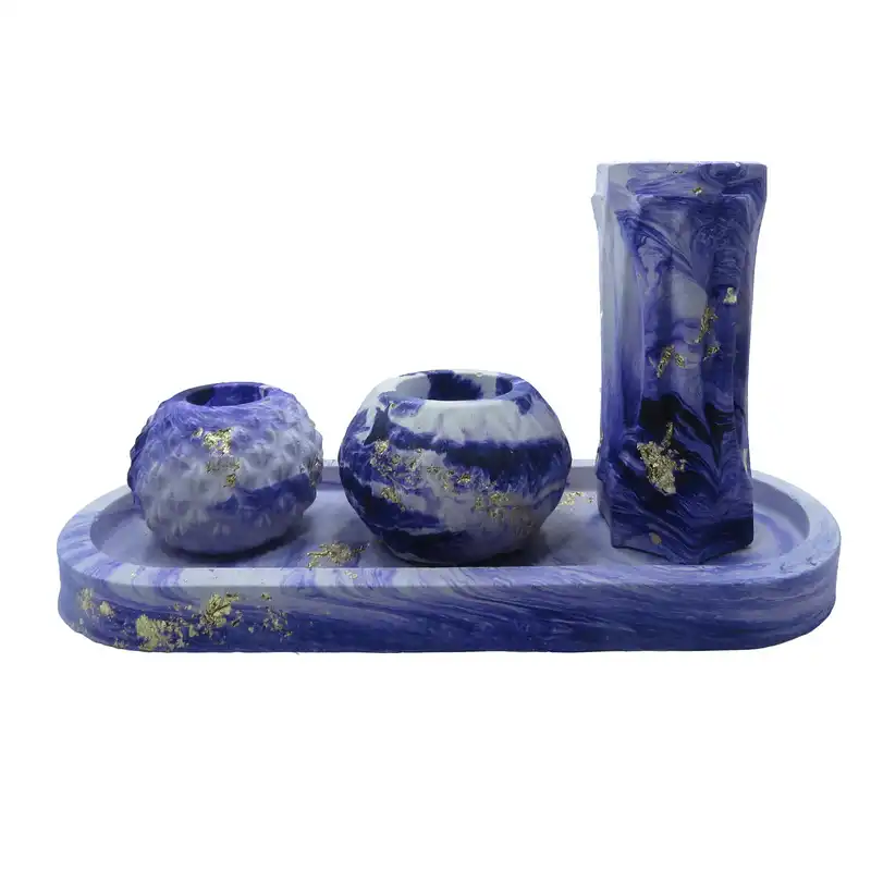 ست 4 تکه جاشمعی و گلدان کد 277