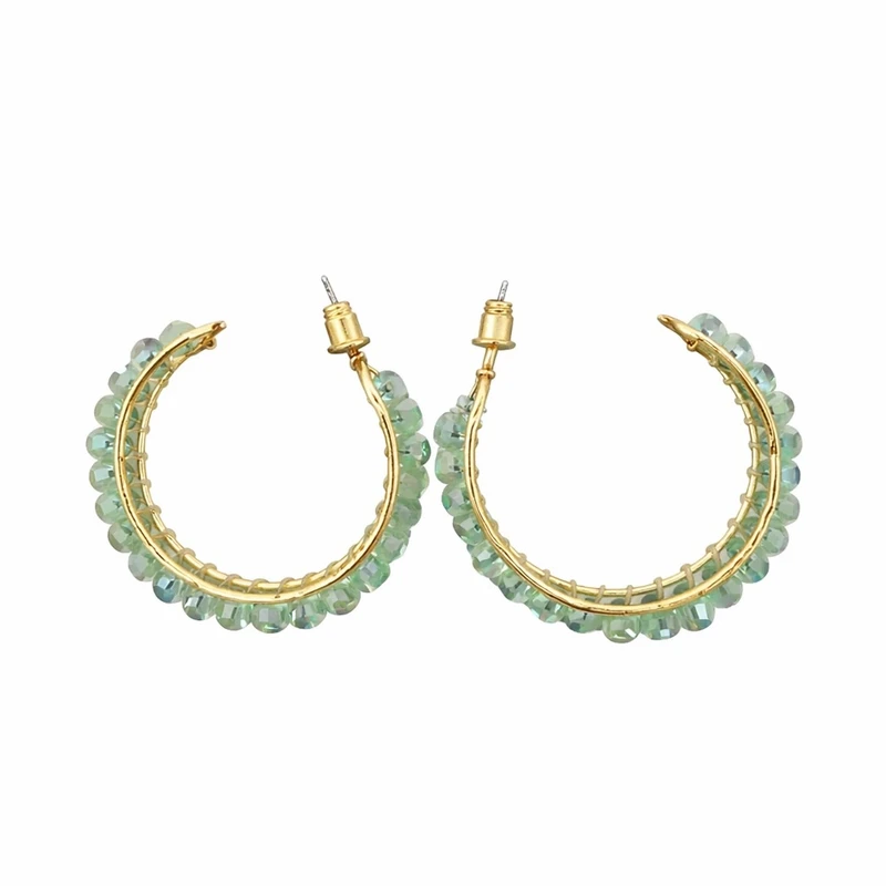 گوشواره حلقه‌ای زنانه مدل نگین سنگی