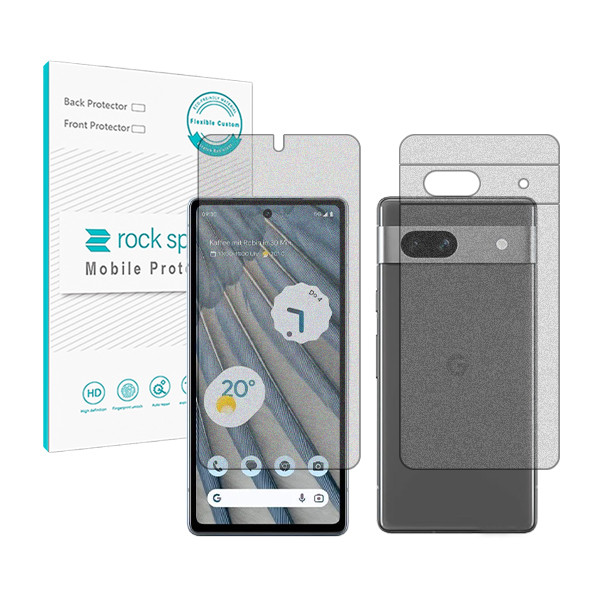 محافظ صفحه نمایش مات راک اسپیس مدل anti-shock مناسب برای گوشی موبایل گوگل Pixel 7a به همراه محافظ پشت گوشی