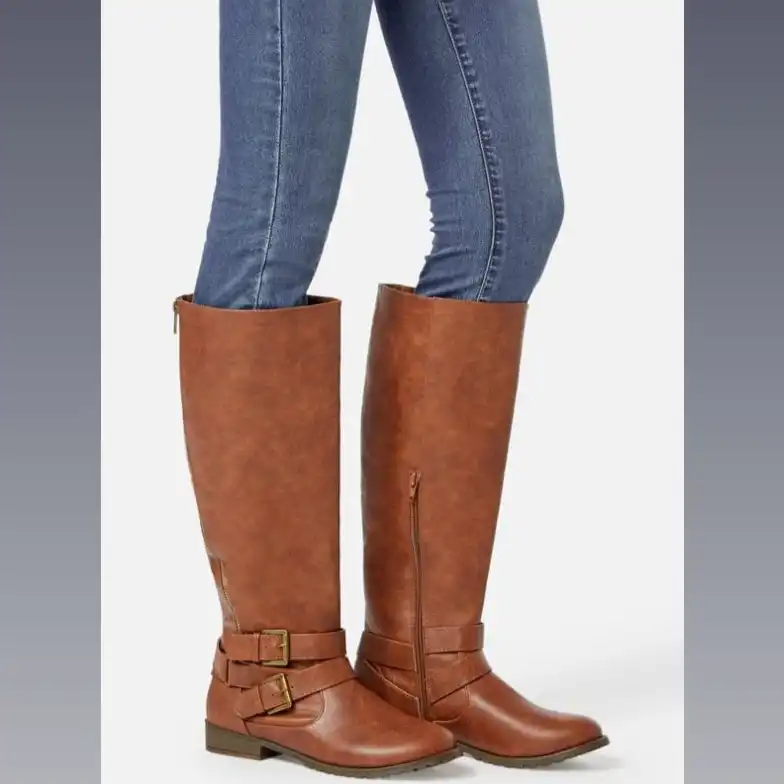 بوت زنانه ساق بلند جاست فاب مدل Tall Flat Broun