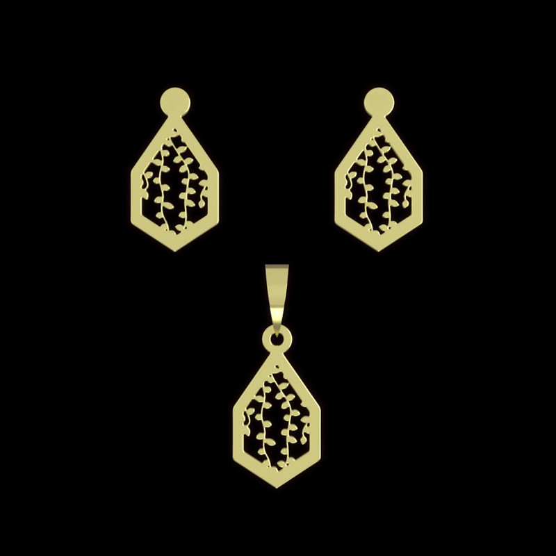 نیم ست طلا 18 عیار زنانه مدوپد مدل شش ضلعی کد NA11490