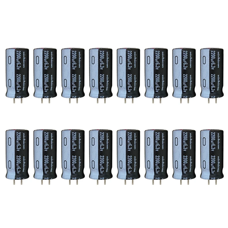 خازن الکترولیت 2200 میکروفاراد 6.3 ولت نیچیکون مدل SK-220063 بسته 16 عددی