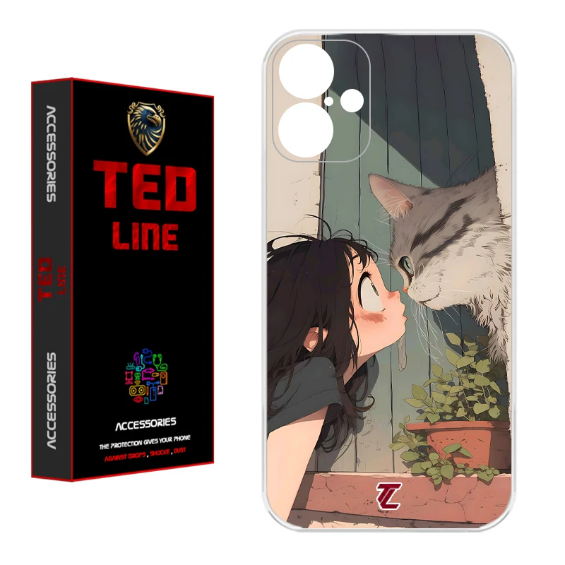 کاور تدلاین طرح دختر و گربه کد 1205 مناسب برای گوشی موبایل اپل Iphone 16