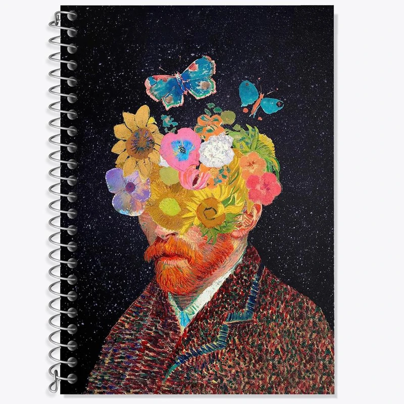 دفتر زبان 50 برگ خندالو مدل سه خط طرح ونسان ونگوگ کد 25467