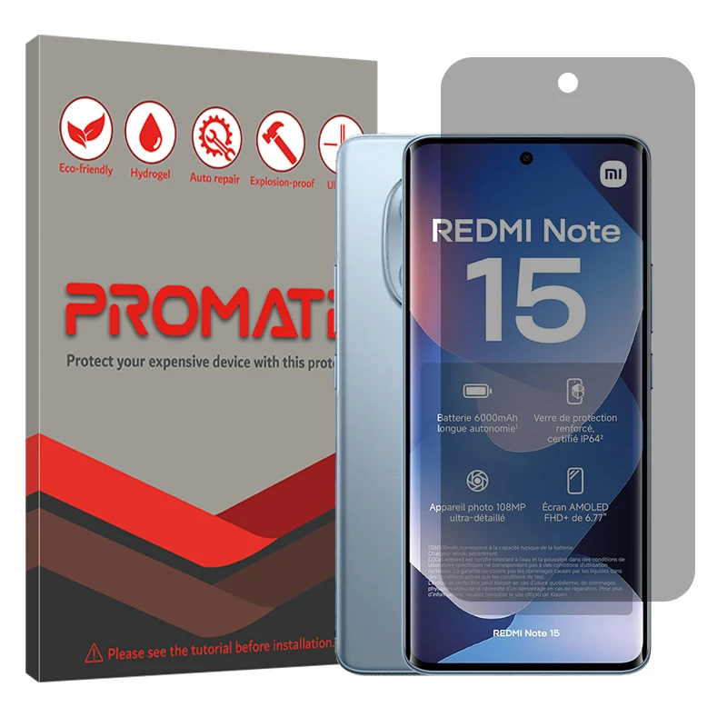 محافظ صفحه نمایش حریم شخصی پرومیت مدل Resistant مناسب برای گوشی موبایل شیائومی Redmi Note 15 4G