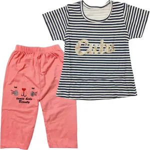 ست تی شرت و شلوارک دخترانه طرح Cute مدل A32 کد 163