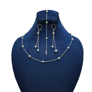 نیم ست نقره زنانه مدل مروارید تمسک s002