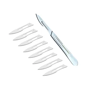 دسته تیغ جراحی مدل SKJYT002369  شماره 4  به همراه تیغ استریل شماره 18 کد SKJUQW002369 مجموعه 9 عددی