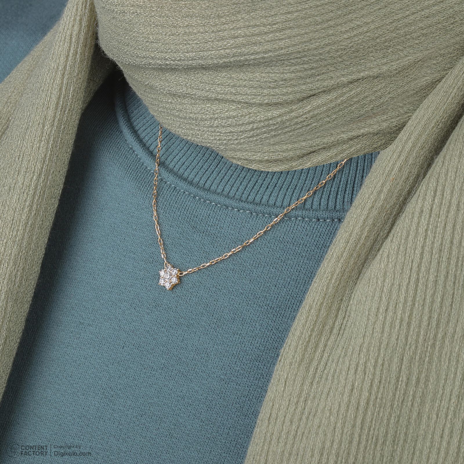 گردنبند طلا 18 عیار زنانه با زنجیر حلقهای (فلامینگو) ماوی گالری مدل فلاور - - 9