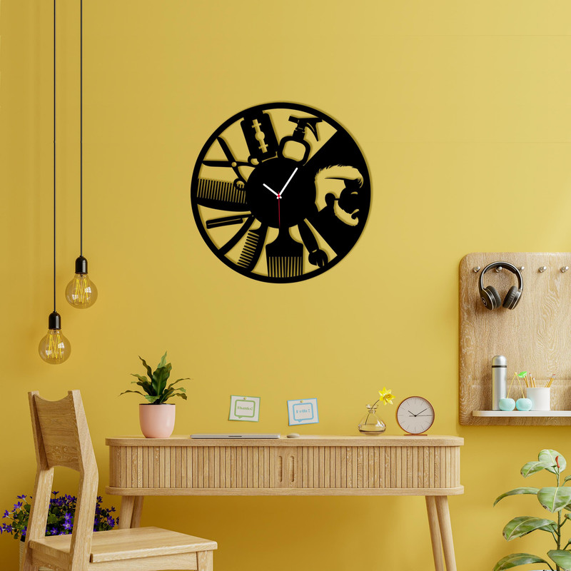 ساعت دیواری ماهوت طرح BARBERSHOP2 کد 050
