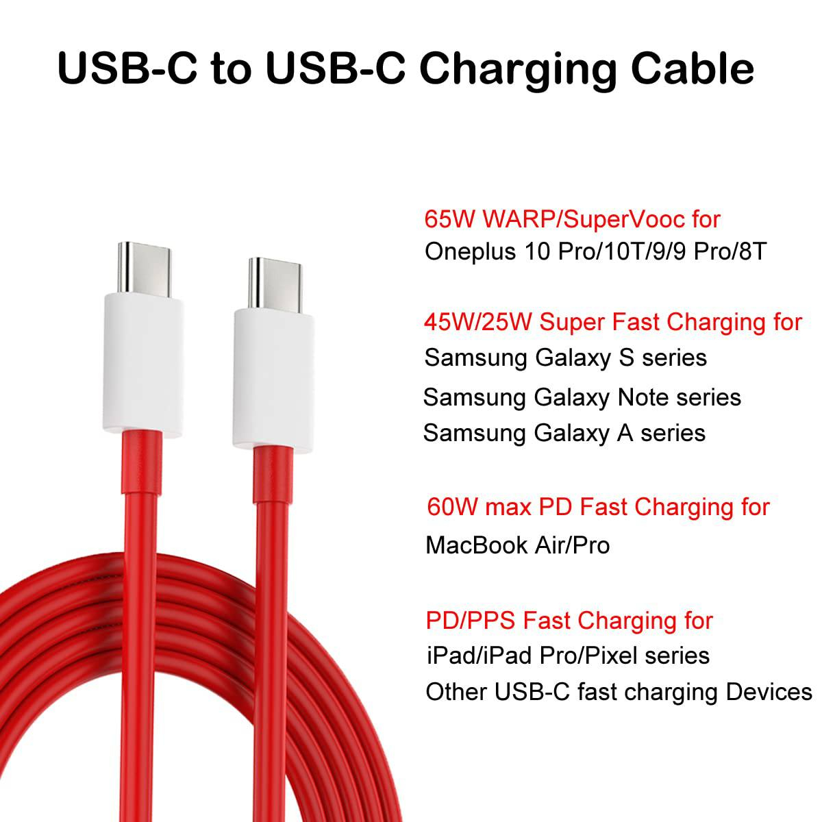 کابل USB-C وان پلاس مدل D307-80W طول 1 متر