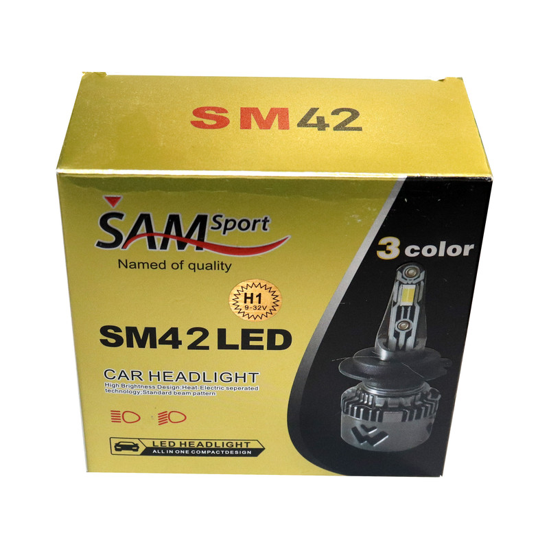 هدلایت لامپ خودرو سام مدل SM42-3colors پایه H1 بسته دو عددی