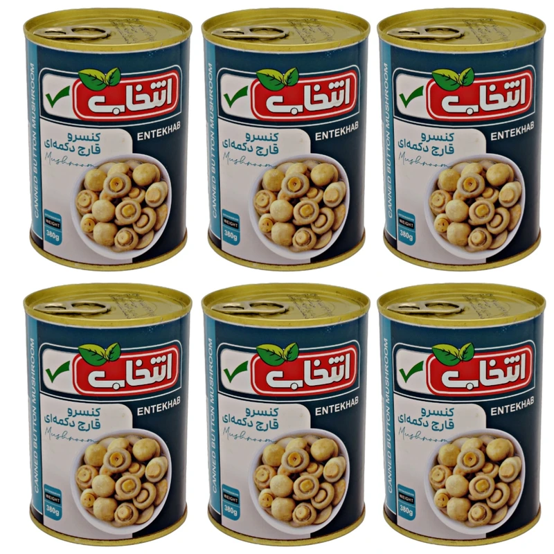 کنسرو قارچ دکمه ای انتخاب - 380 گرم بسته 6 عددی
