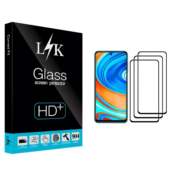 محافظ صفحه نمایش ال کی مدل Hard glass مناسب برای گوشی موبایل شیائومی Redmi Note 9 Pro بسته سه عددی