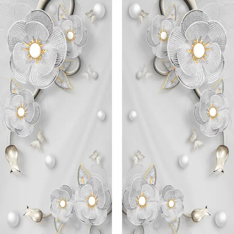 پرده مدل پانچی طرح گل سه بعدی سایز 280x145 سانتی متر