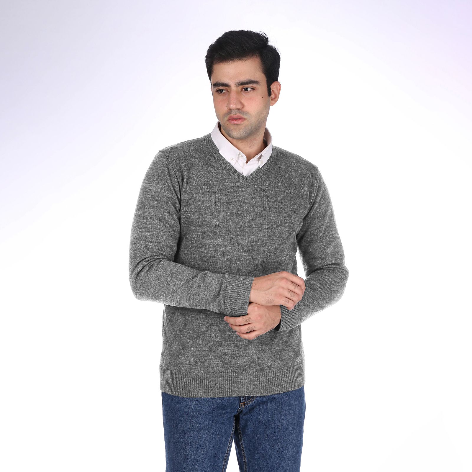 پلیور مردانه تریکو پاییزان مدل LOZ یقه هفت رنگ سبز زیتونی -  - 11