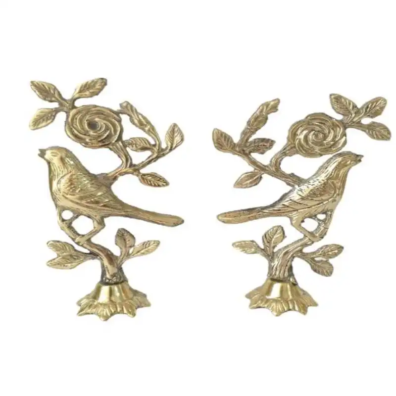 مجسمه برنجی طرح گل و گنجشک مدل S-4115 مجموعه 2 عددی