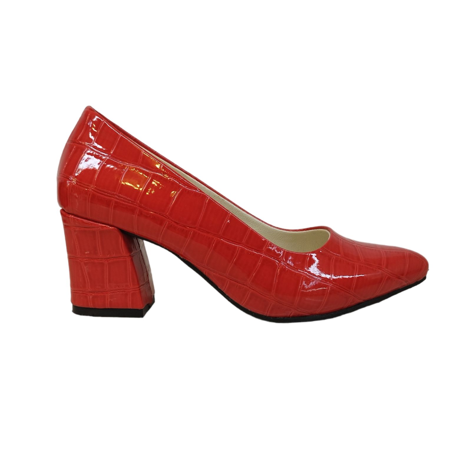 کفش زنانه مدل کروکودیلی 2 ورنی رنگ قرمز -  - 3