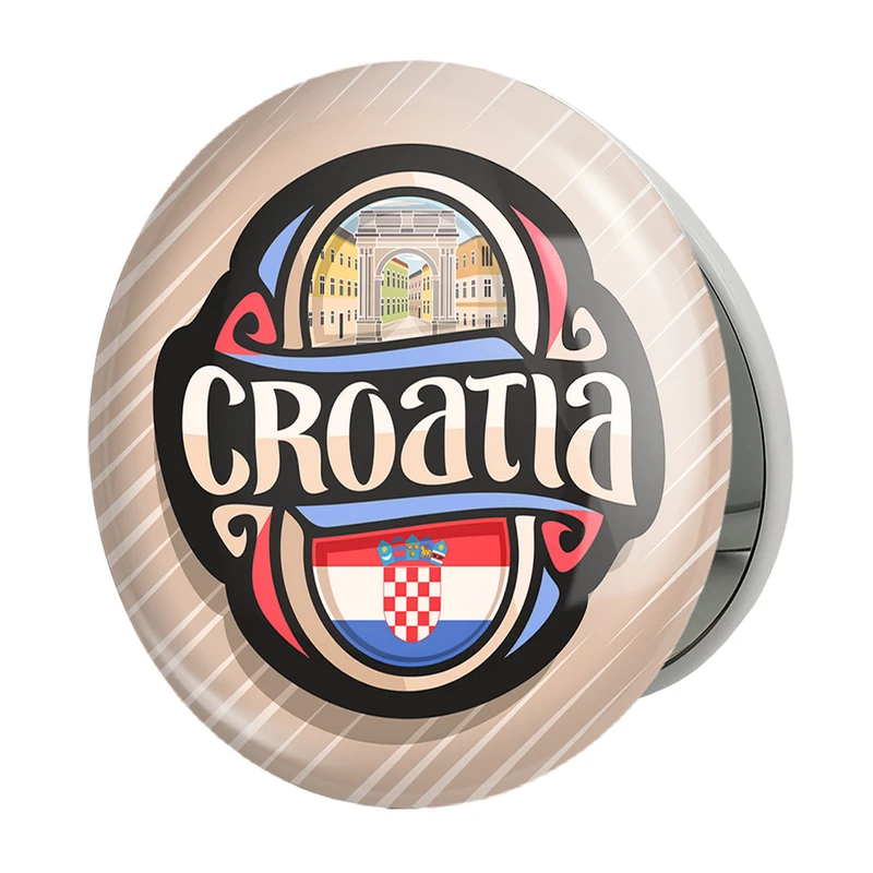 آینه جیبی خندالو طرح پرچم کرواسی مدل تاشو کد 20714 