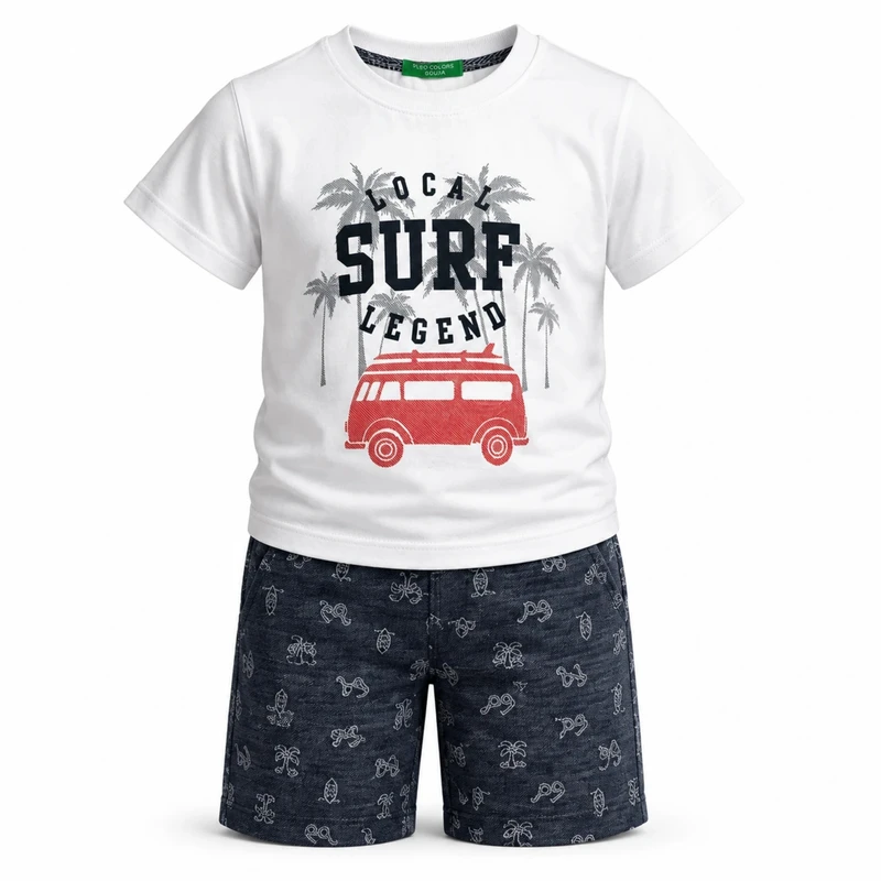 ست تی‌شرت آستین کوتاه و شلوارک راحتی پسرانه مدل Surf کد ۳۵۰