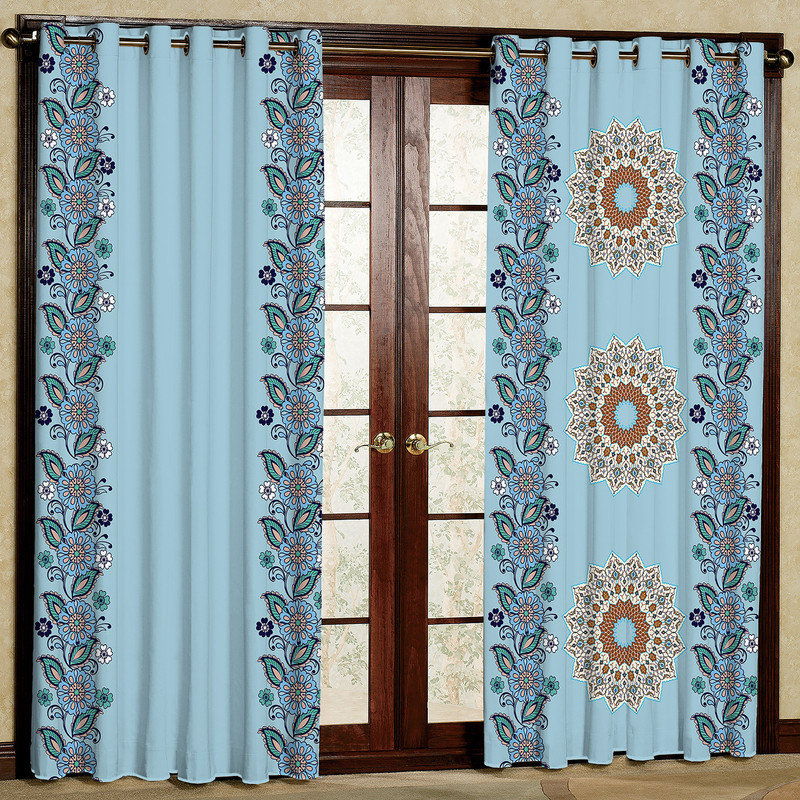 پرده مدل گل دار هازان پانچی کد 1290a سایز 140x200 سانتی متر
