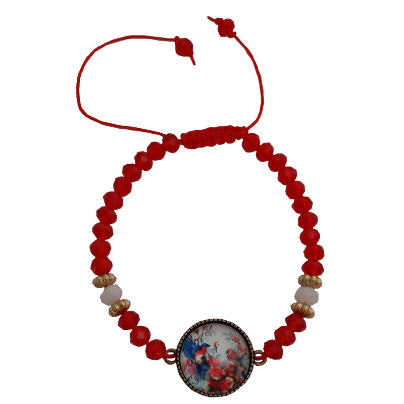 دستبند دخترانه مدل گل و بلبل کد 296