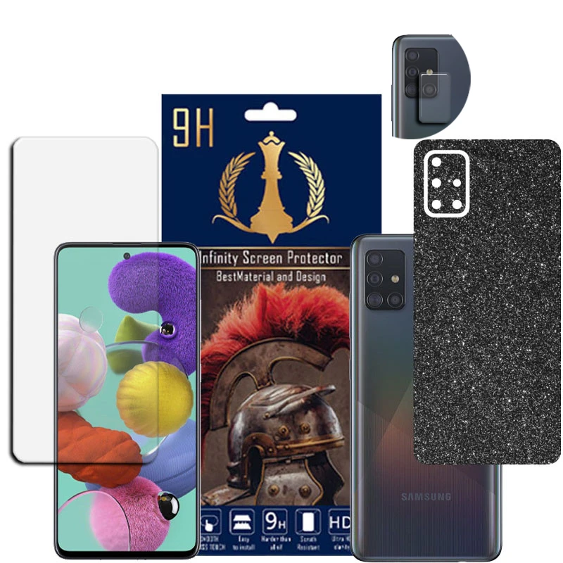  برچسب پوششی اینفینیتی مدل PRO MAX مناسب برای گوشی موبایل سامسونگ GALAXY A51 به همراه محافظ صفحه نمایش و محافظ لنز دوربین
