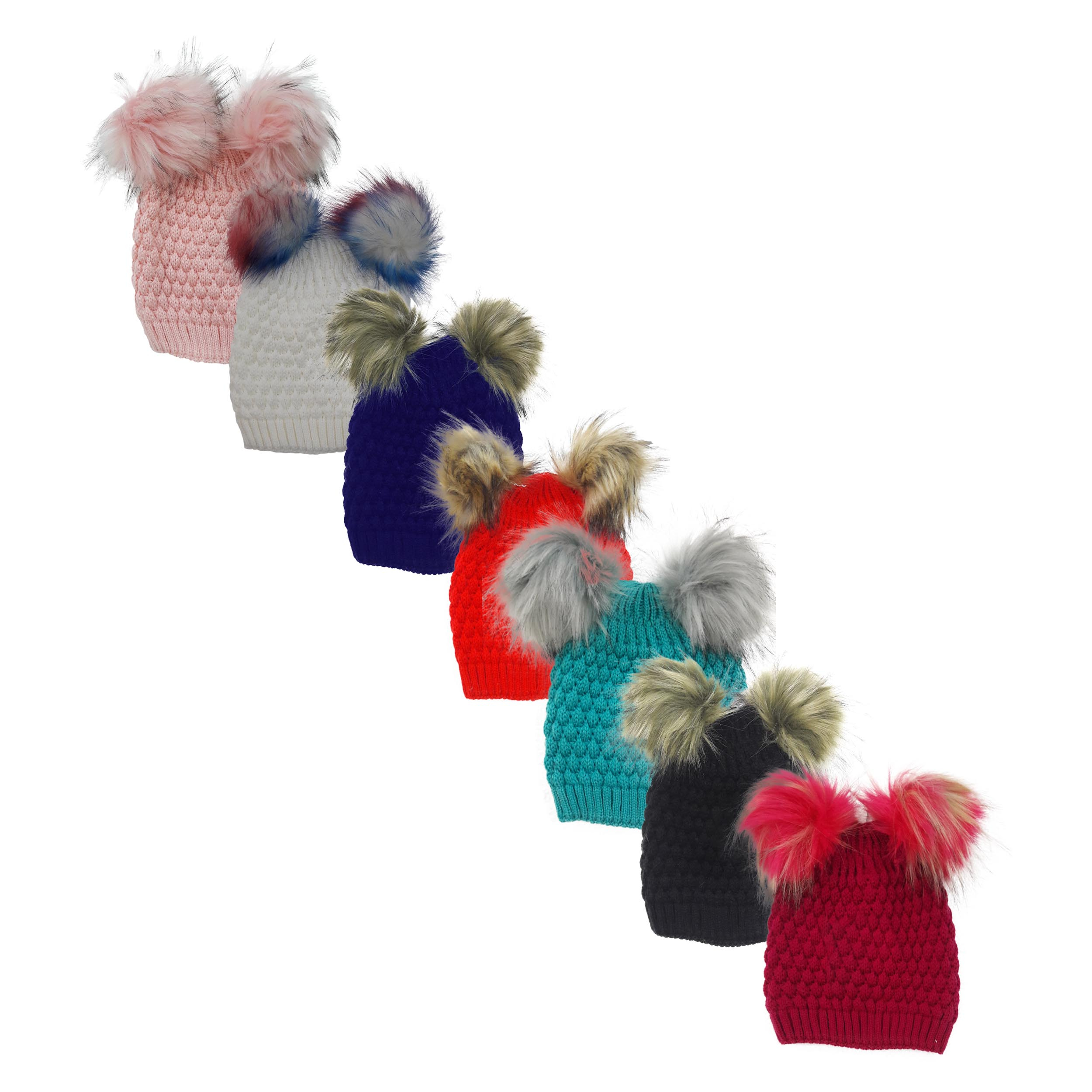 کلاه بافتنی  دخترانه  کد  yt456g  مجموعه  ۷ عددی