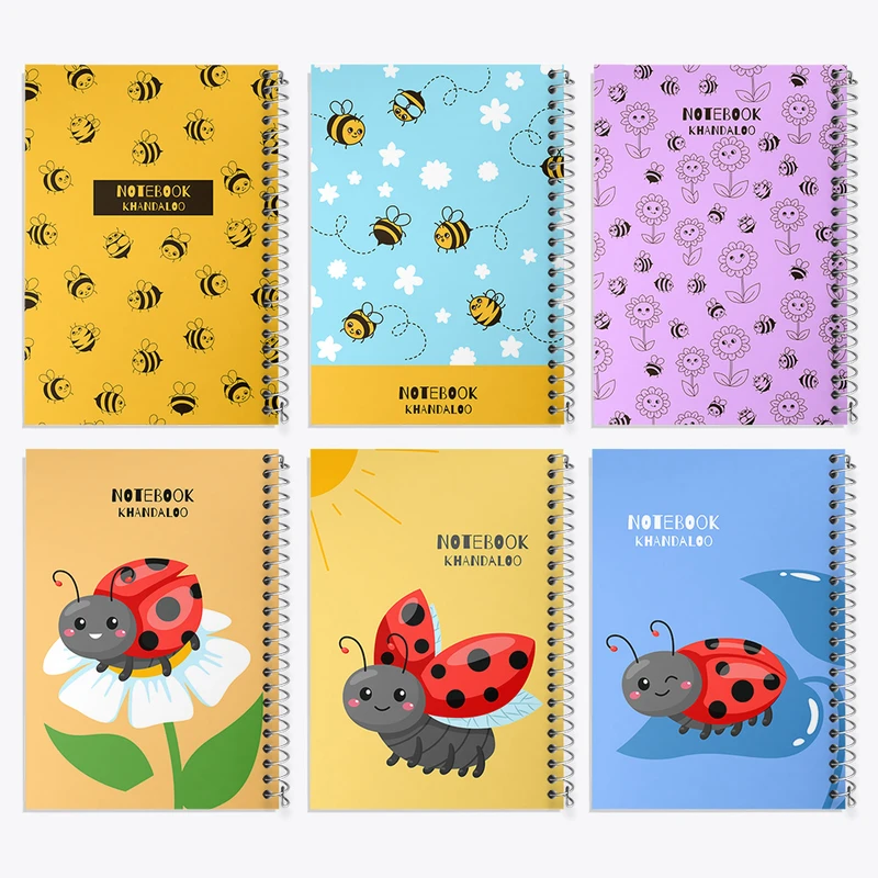 دفتر مشق 50 برگ خندالو طرح زنبور و کفشدوزک کد 139 مجموعه 6 عددی