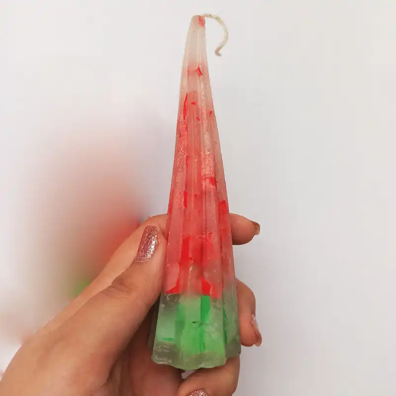 شمع دستساز مدل خرده شیشه طرح هندوانه ی یلدا کد 001