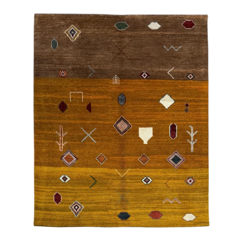 گبه دستبافت 3 متری کد 103557 زمینه کرم قهوه ای