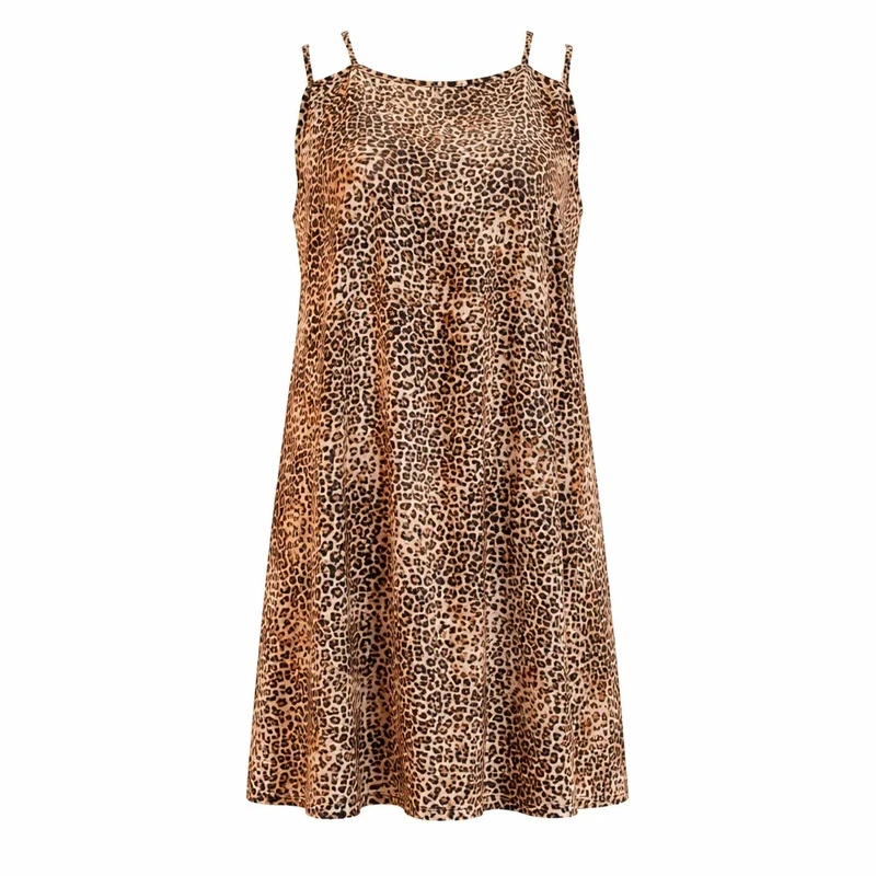 پیراهن ساحلی یقه گرد زنانه مدل  پلنگی کد N019