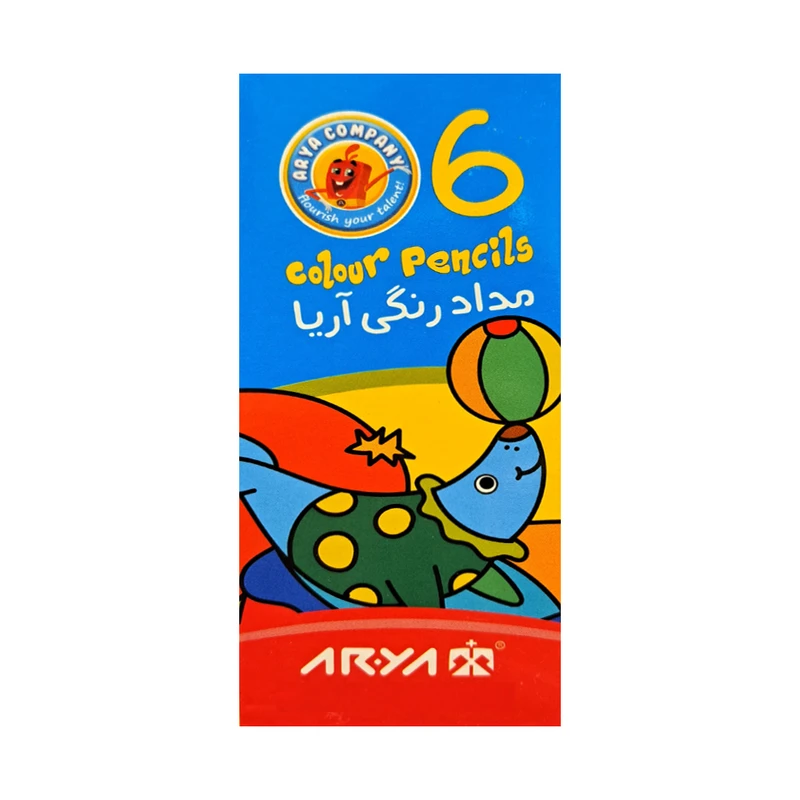 مداد رنگی 6 رنگ آریا مدل 3071 طرح فوک و توپ نمایش
