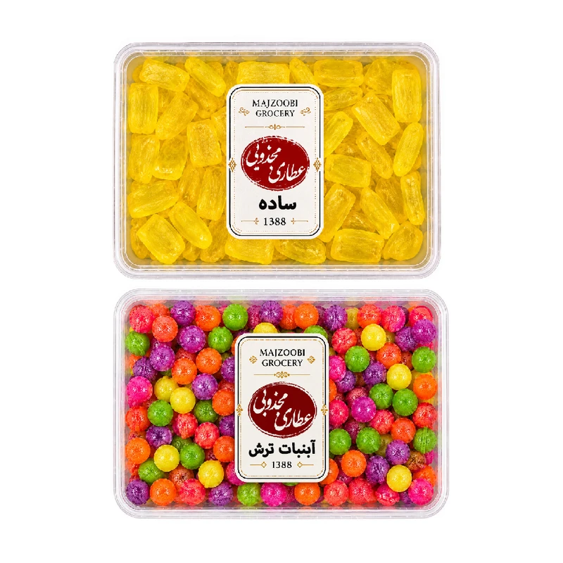 آبنبات ترش و آبنبات ساده عطاری مجذوبی - 400 گرم بسته 2 عددی