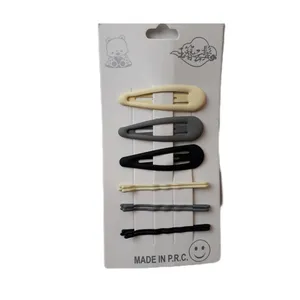 ست گیره و سنجاق مو دخترانه مدل تق تقی و سنجاق  شمعی مات بسته 6 عددی