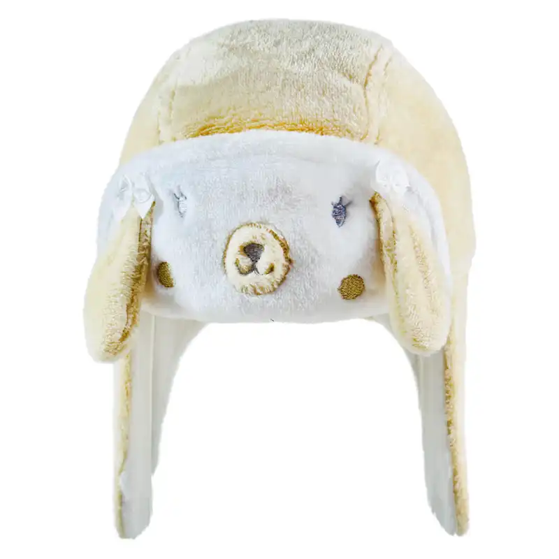 کلاه نوزادی تارتن مدل 84016 طرح ببعی رنگ کرم