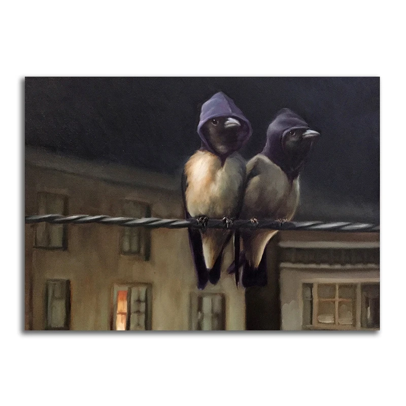 تابلو شاسی مدل نقاشی مدرن تلفیقی کلاغ کد 0122