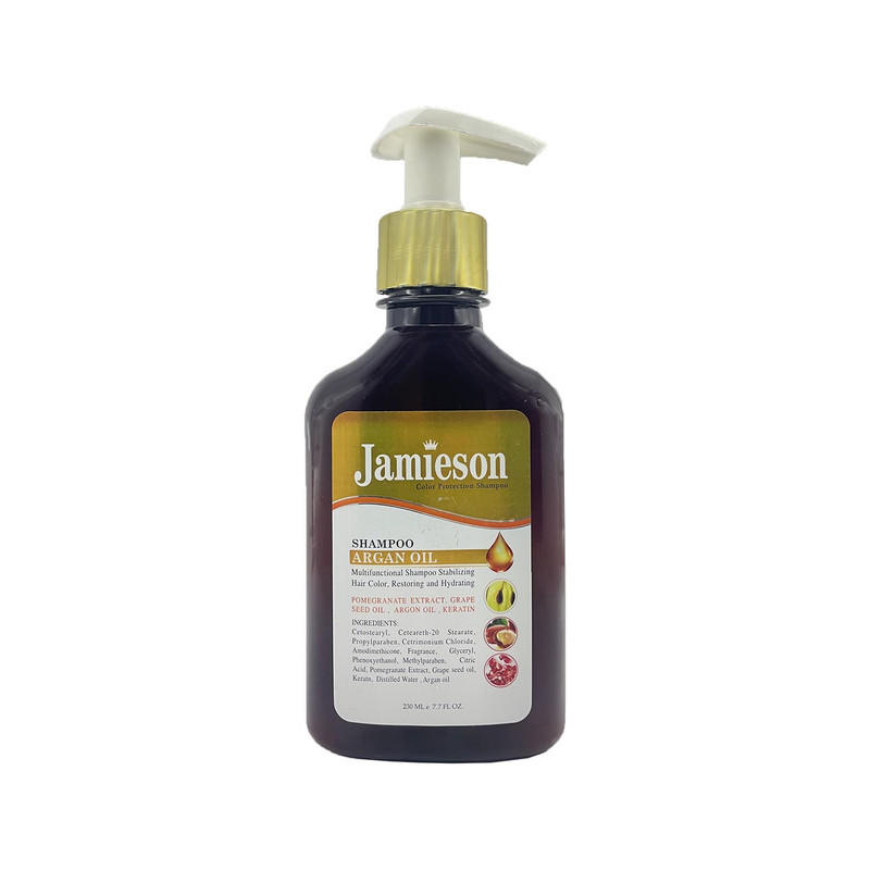 شامپو تثبیت کننده رنگ مو جیمیسون مدل کراتینه و روغن آرگان و انگور حجم 230 میلی لیتر