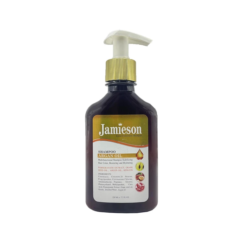 شامپو تثبیت کننده رنگ مو جیمیسون مدل کراتینه و روغن آرگان و انگور حجم 230 میلی لیتر