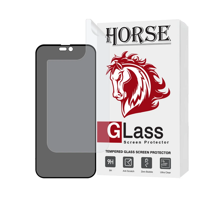 محافظ صفحه نمایش حریم شخصی هورس مدل FULLPRIVNANOH مناسب برای گوشی موبایل اپل iPhone 14 Pro Max به همراه محافظ پشت گوشی