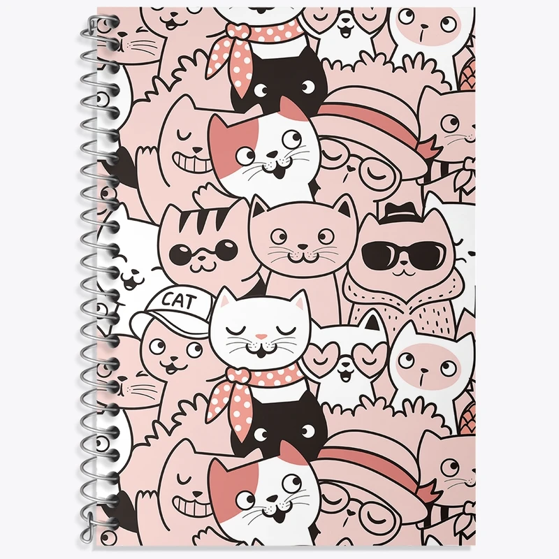 دفتر زبان 50 برگ خندالو مدل دو خط طرح گربه (Cat) کد N355