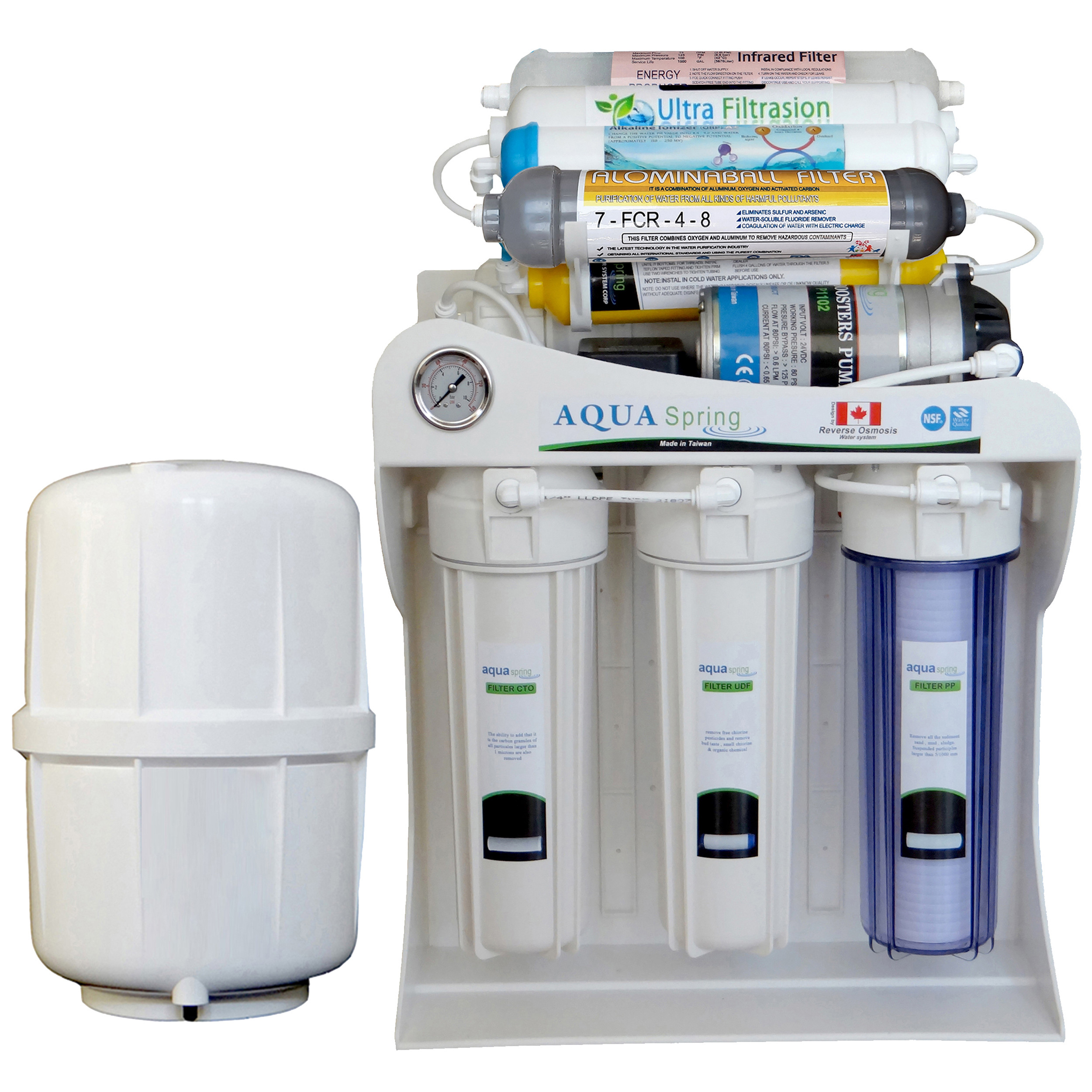 دستگاه تصفیه کننده آب آکوآ اسپرینگ مدل RO-SF5850 به همراه فیلتر تصفیه آب بسته 4 عددی