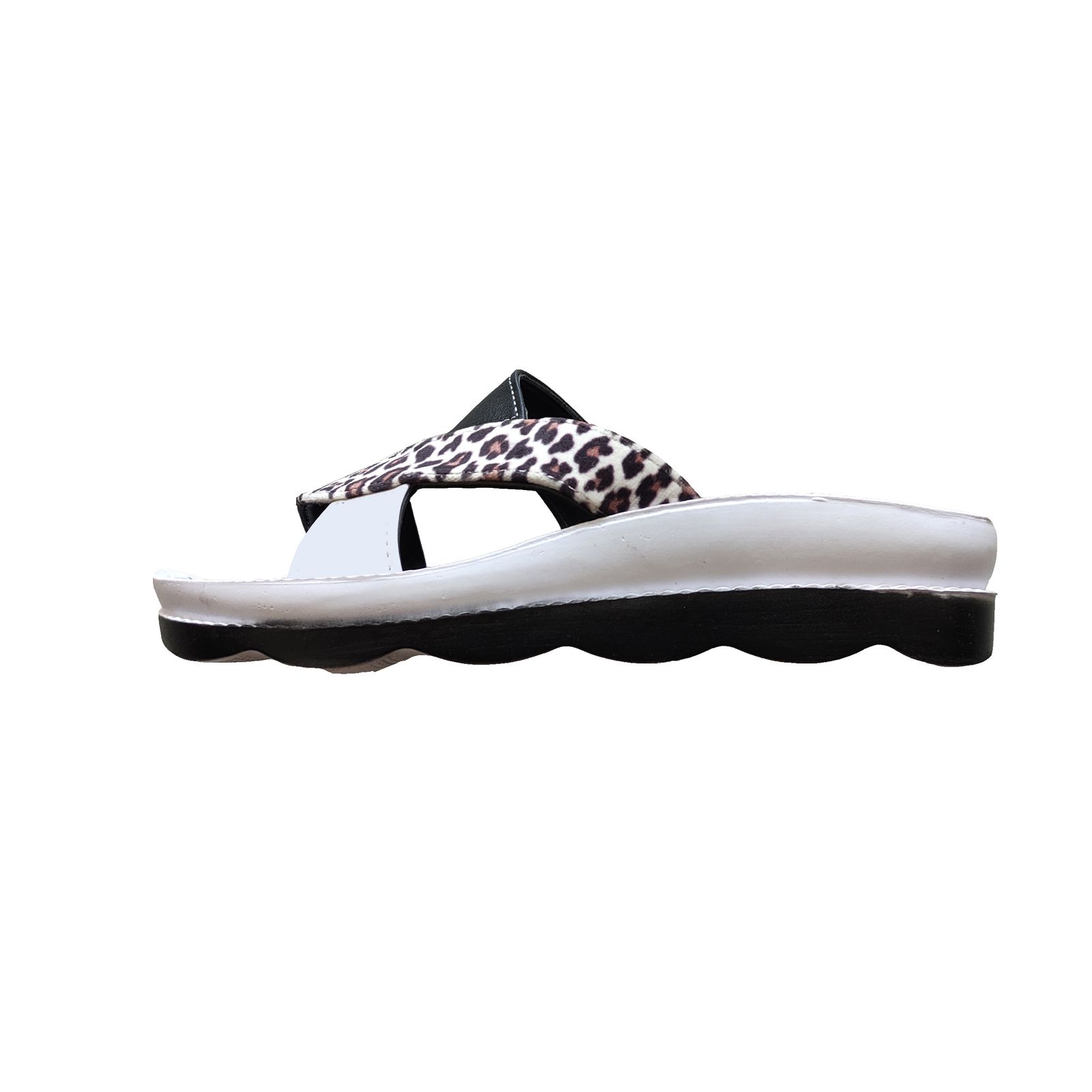 دمپایی زنانه زرپای مدل پلنگی 558-10 رنگ سفید