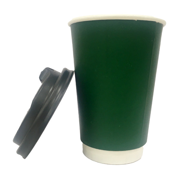لیوان یکبار مصرف مدل کاغذی سه جداره دربدار حجم 360 سی سی بسته 300 عددی