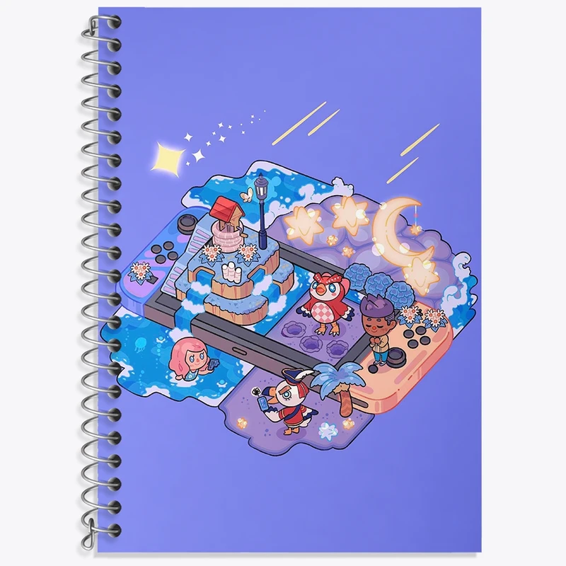 دفتر زبان 50 برگ خندالو مدل دو خط طرح بازی انیمال کراسینگ (Animal Crossing) کد 32675