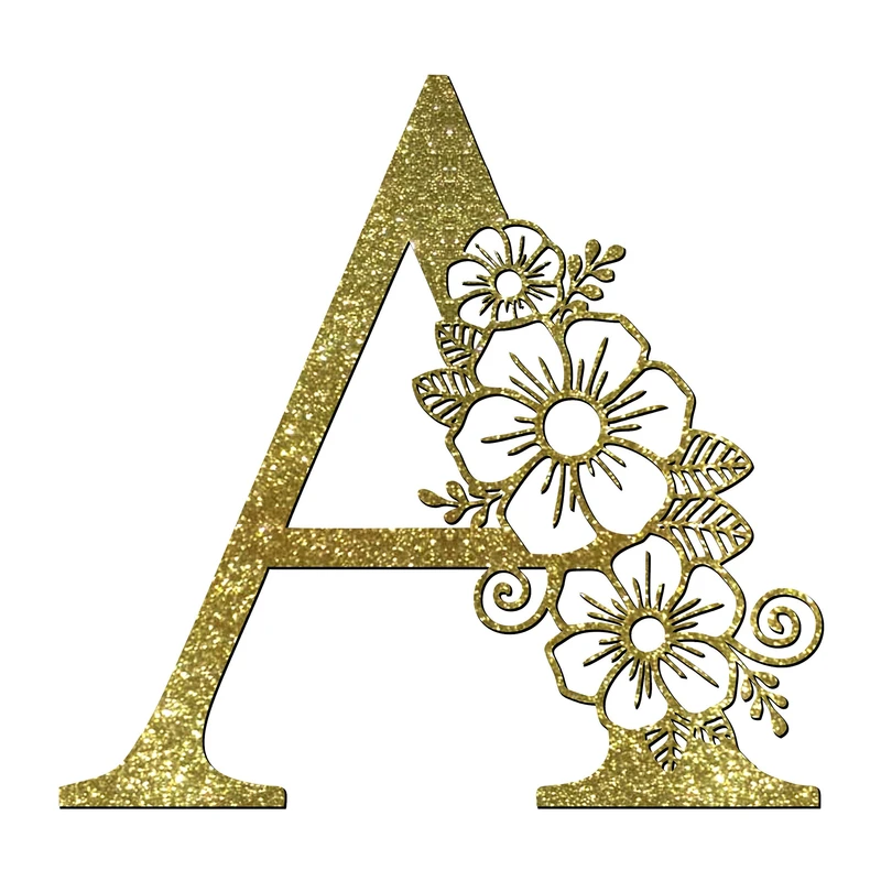 استیکر مدل چوبی طرح حروف لاتین گل دار کد HGOL-T-A