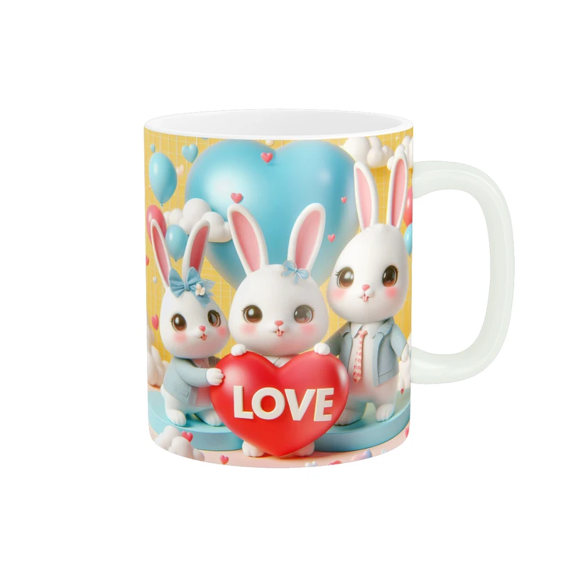 ماگ پاد آفرین طرح خرگوش مدل عشق کد 597