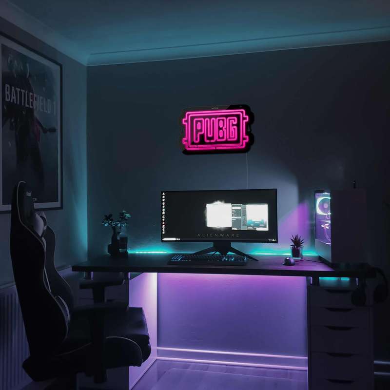 چراغ دیواری نئون دیزاین طرح Pubg-Logo-BL_PN